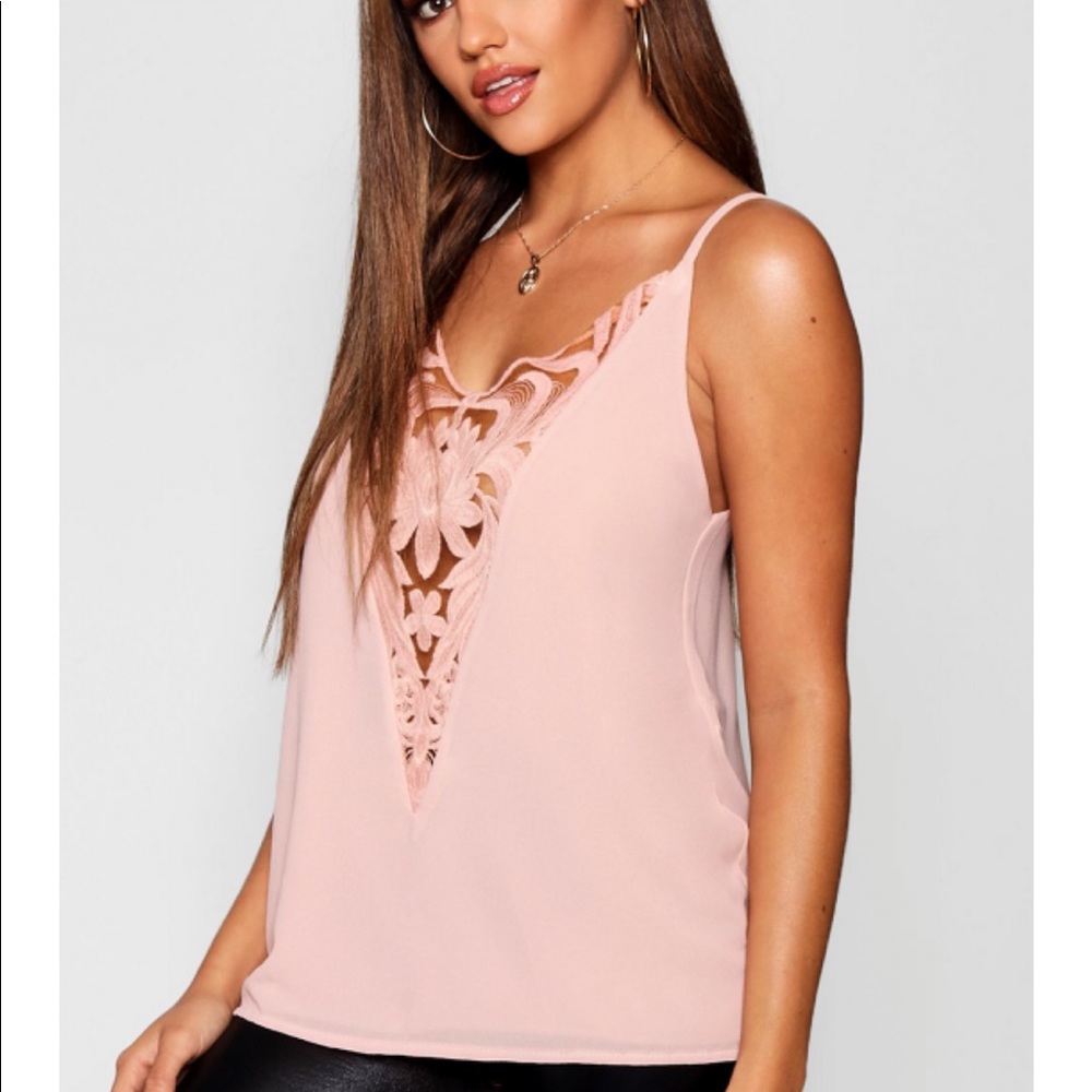 Blush mesh plunged shirt